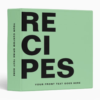 Black Mint Bold Recipes Typography Monogram 3 Ring Binder