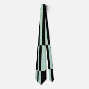 Black mint green bold circle stripes neck tie