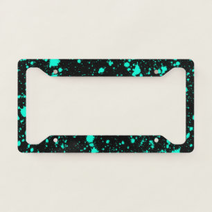 Black Mint Paint Splatter Artistic Splash Creative License Plate Frame