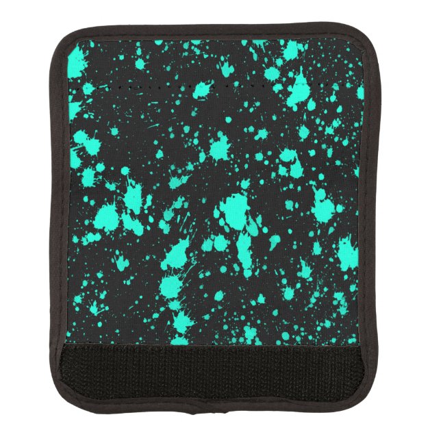 Black Mint Paint Splatter Artistic Splash Creative Luggage Handle Wrap (Front)
