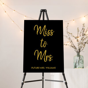 Black Miss to Mrs Welcome Future Bridal Shower Foam Board