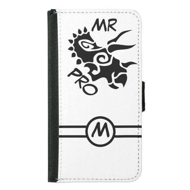 Black Mister Pro Triceratops Skilled Ancient  Samsung Galaxy Wallet Case (Front)