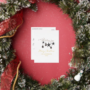 Black mocha modern scandi botanical Christmas Foil Holiday Postcard
