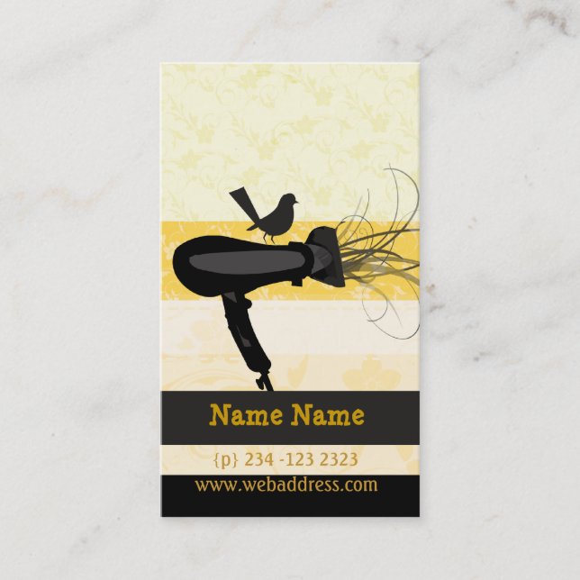 Black Mockingbird Beauty Spa  Hairdryer Appointment Card (Front)