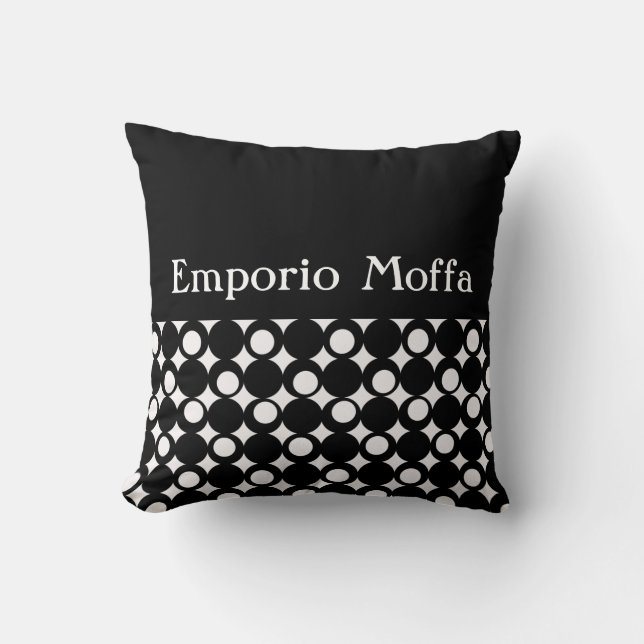 Black Mod Ball Design @ Emporio Moffa w/text Throw Pillow (Front)