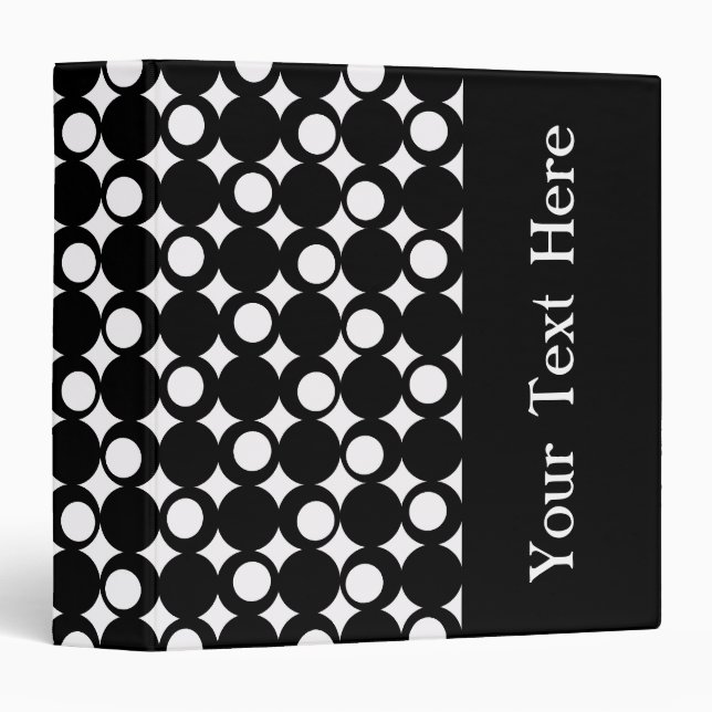 Black Mod Ball Design with custom text 3 Ring Binder (Front/Spine)
