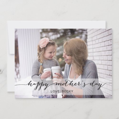 Black Mod Calligraphy Mothers Day Photo Card