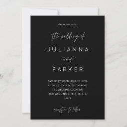 Black MOD Calligraphy Wedding Invitation | Zazzle