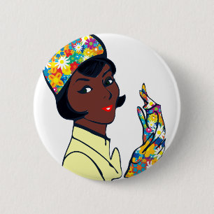 black mod lady button