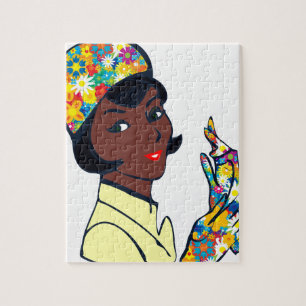 black mod lady jigsaw puzzle