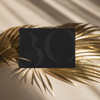 Black | Modern 30th Birthday Party Thank You