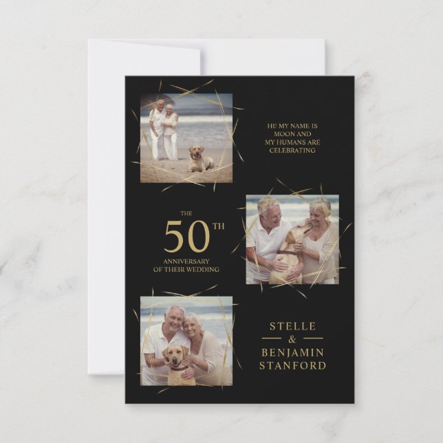 Black Modern 3 Photos Pet All Wedding Anniversary (Front)