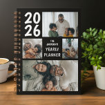 Black Modern 4 Photo Collage Yearly Planner<br><div class="desc">Can't choose just one favorite photo? Why not use 4! Our unique photo collage yearly planner lets you cherish your best moments while keeping track of your future! Your memories,  your text,  your year to celebrate!</div>