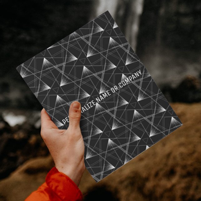 Black Modern Abstract Pattern Custom Decorative Pocket Folder (Creator Uploaded)