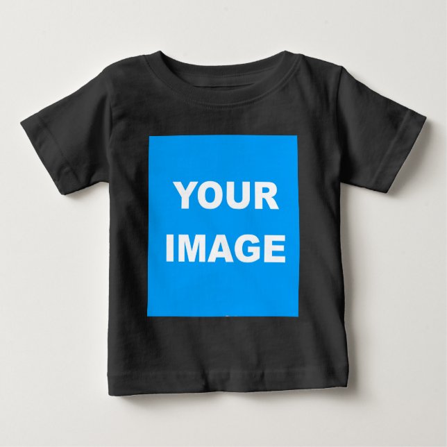 Black Modern Add Your Image Personalize Baby T-Shirt (Front)