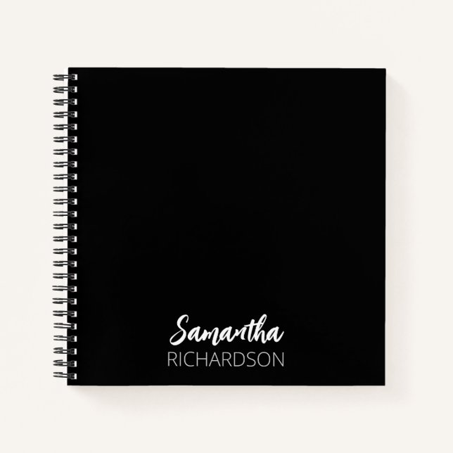 Black Modern and Simple Personalized Monogram Notebook (Front)