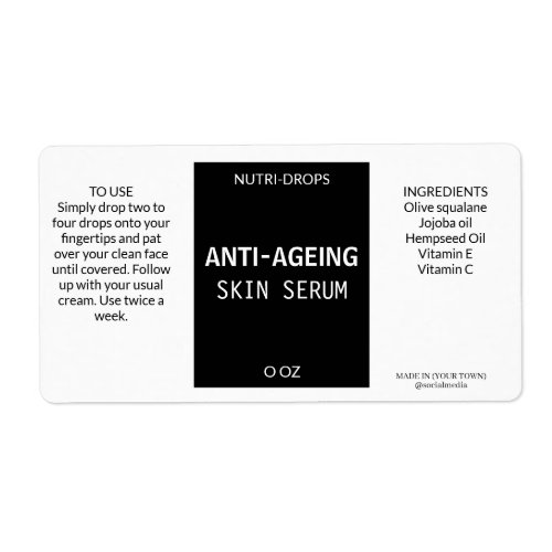 Black Modern Anti_Ageing Serum Product Labels
