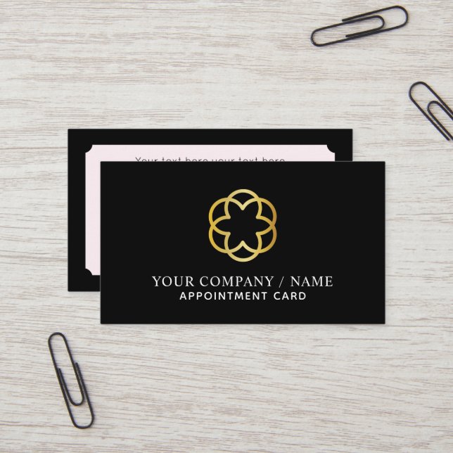 Black Modern Appointment Card (Front/Back In Situ)
