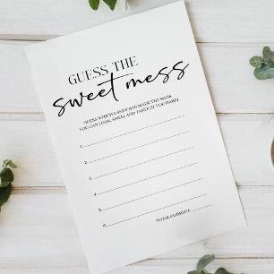 Black Modern Baby Shower Guess Sweet Mess Game Flyer