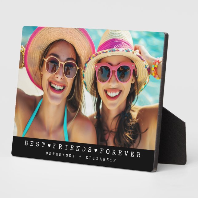 Black Modern Besties Friendship Heart Photo  Plaque (Side)
