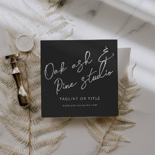 Black Modern Boho QR Code Business Card