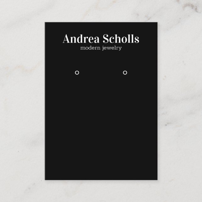 Black Modern Bold Jewelry  Earring Display Business Card (Front)