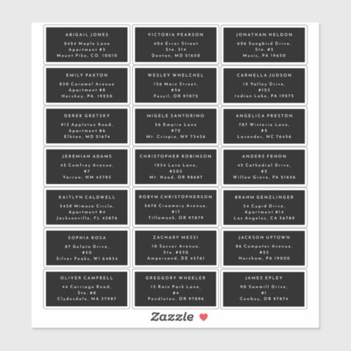 Black Modern Bold Wedding Guest Address Sticker