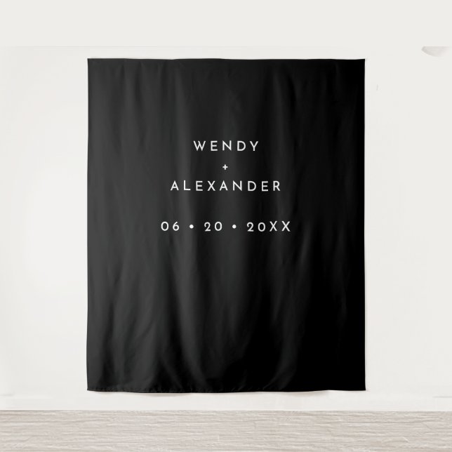 Black Modern Bold Wedding Photo Backdrop (Front)