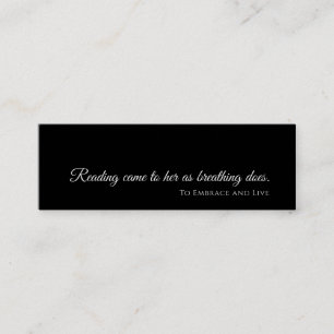 Black Modern Bookmark   Custom Reader Gift & Book  Mini Business Card