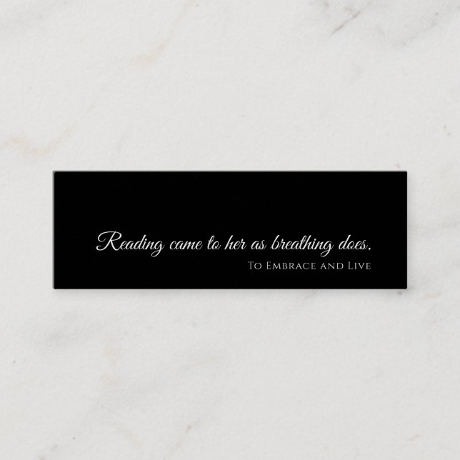 Black Modern Bookmark | Custom Reader Gift & Book  Mini Business Card (Front)