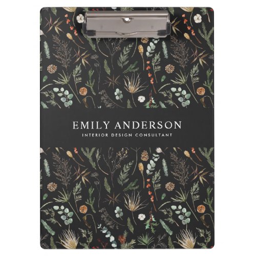 black modern botanical elegant contemporary clipboard