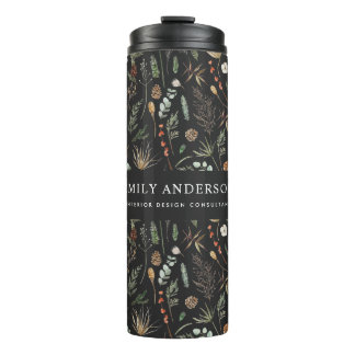 black modern botanical elegant contemporary thermal tumbler