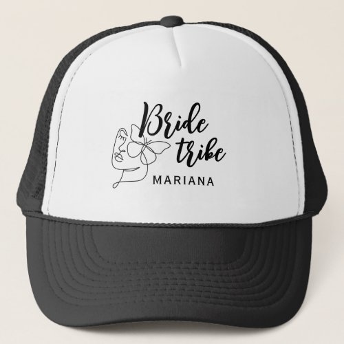 Black Modern Bride Tribe Script Minimal Art Custom Trucker Hat