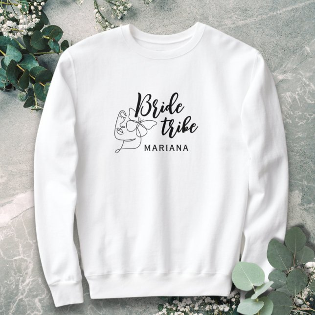 Black Modern Bride Tribe Script Minimalist Art  Sweatshirt (Creator Uploaded)