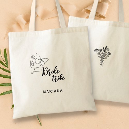 Black Modern Bride Tribe Script Minimalist Art  Tote Bag