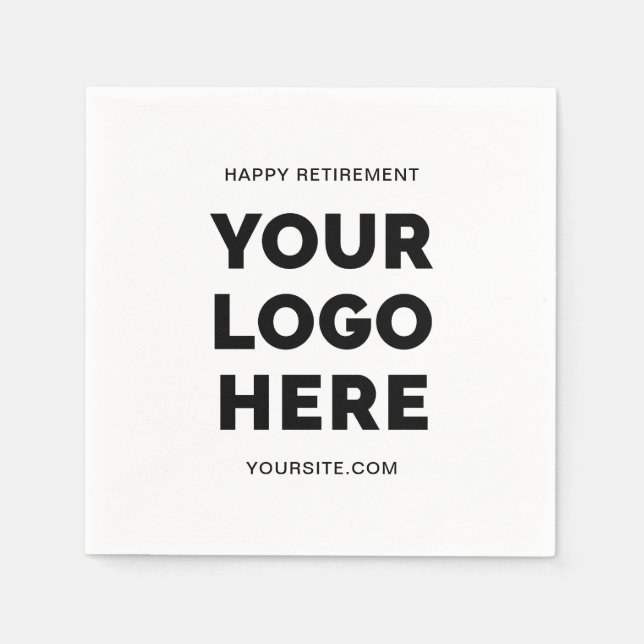 Black Modern Business Logo Happy Retirement Napkins (Front)