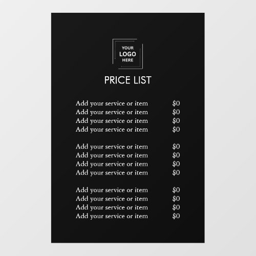 Black Modern Business Logo Price List Wall Decal