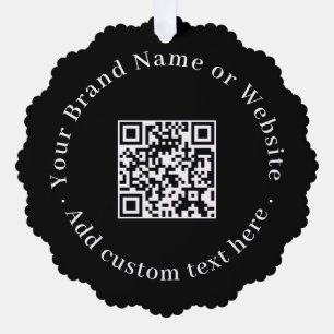 Black Modern Business QR Code Christmas Logo  Ornament Card
