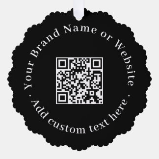 Black Modern Business QR Code Christmas Logo  Ornament Card