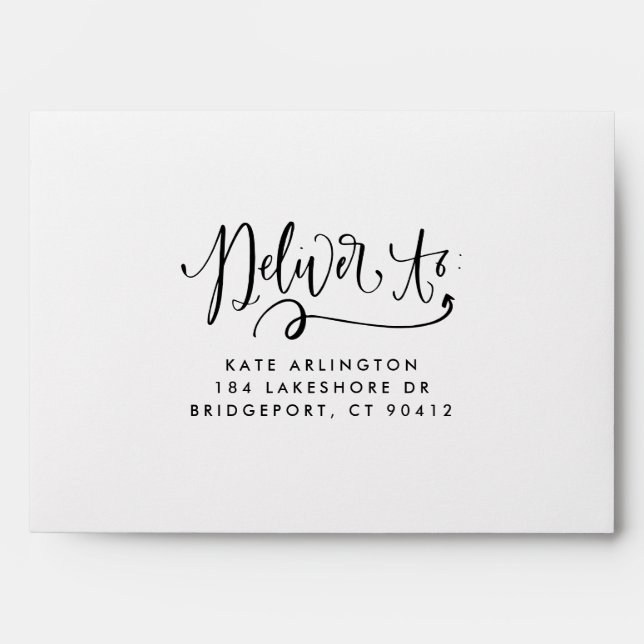 Black Modern Calligraphy Deliver To Customizable Envelope (Front)