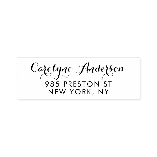 Black Modern Calligraphy Return Address Stamp (Design)