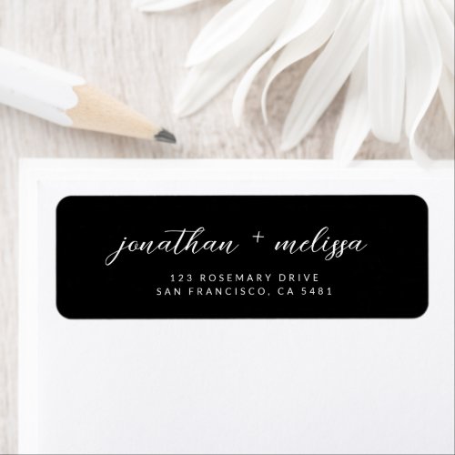 Black Modern Calligraphy Script Wedding Address Label