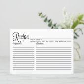 Black Modern Calligraphy Striped Recipe Card (Standing Front)