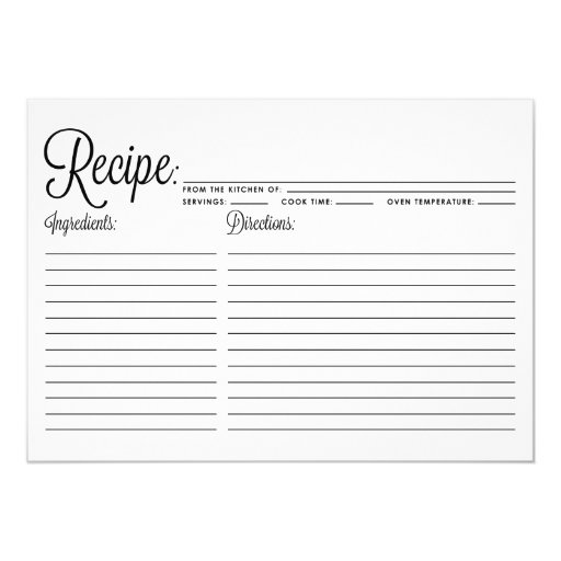 Black Modern Calligraphy Striped Recipe Card | Zazzle