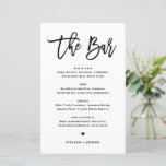 Black Modern Calligraphy Wedding Bar Menu Card<br><div class="desc">Add these customizable drinks menu card stationery to your event tablescape. It features modern calligraphy and simple typography in black. This modern calligraphy bar menu card is perfect for weddings,  bridal showers,  baby showers,  and so much more.</div>