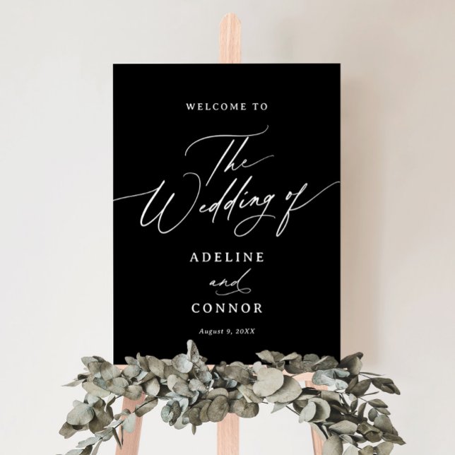 Black Modern Calligraphy Wedding Welcome Sign (Creator Uploaded)