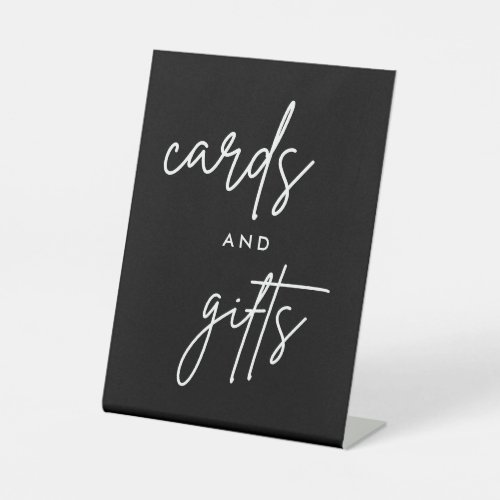 Black Modern Cards and Gifts Wedding Table Pedestal Sign