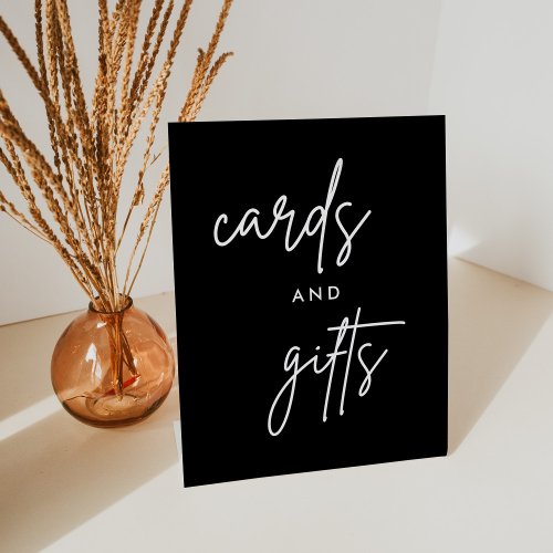 Black Modern Cards and Gifts Wedding Table Pedestal Sign