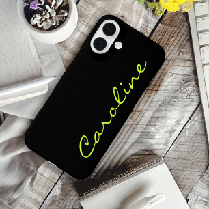 Black Modern Casual Monogram Personalized iPhone 16 Plus Case