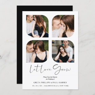 Black Modern Chic Clover Collage 4 Photos Wedding